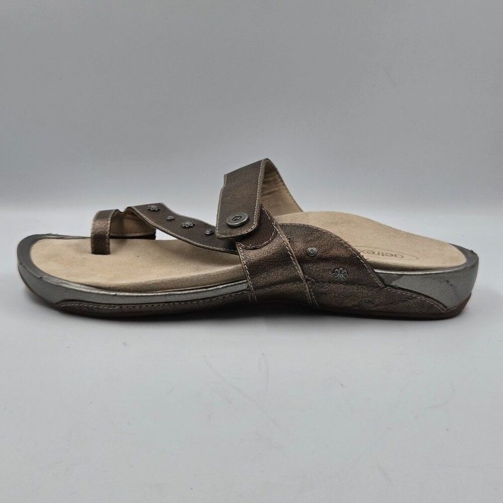 Aetrex Womens 10 Silver Stacy Braided Leather Thong Sandals SA204W Orthotic